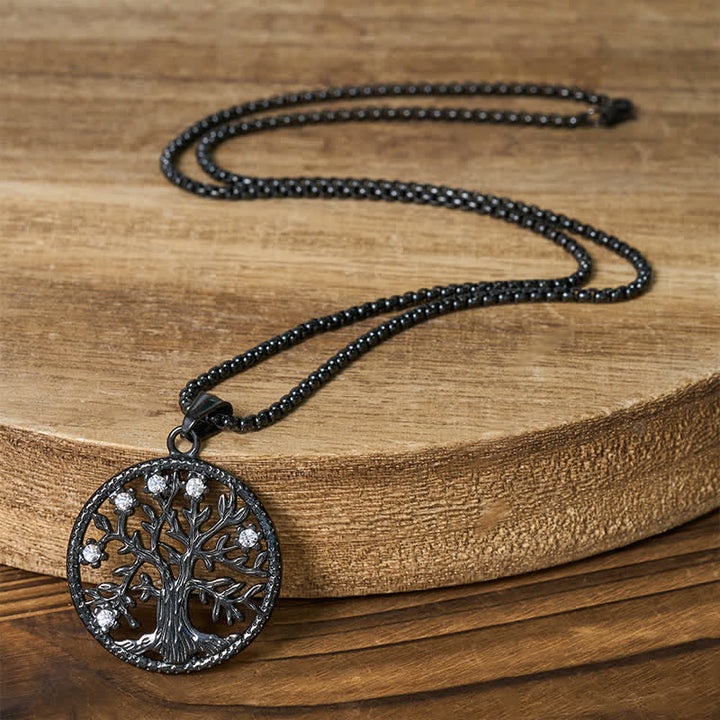 Buddha Stones Pendentif Arbre de Vie en acier titane, Collier Création - image 15