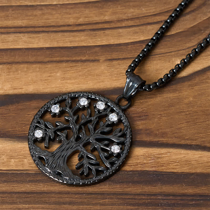 Buddha Stones Pendentif Arbre de Vie en acier titane, Collier Création - image 16