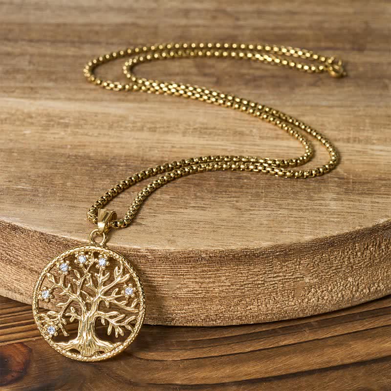 Buddha Stones Pendentif Arbre de Vie en acier titane, Collier Création - image 9