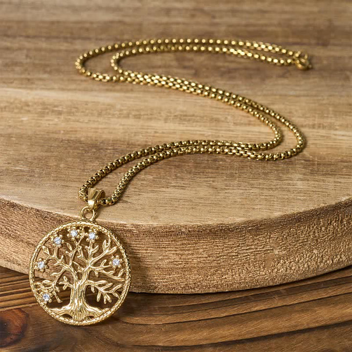 Buddha Stones Pendentif Arbre de Vie en acier titane, Collier Création - image 9