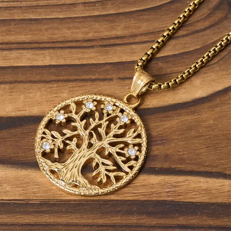 Buddha Stones Pendentif Arbre de Vie en acier titane, Collier Création - image 10