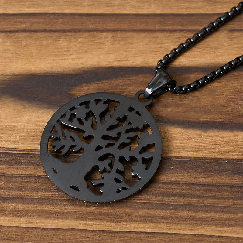Buddha Stones Pendentif Arbre de Vie en acier titane, Collier Création - image 18