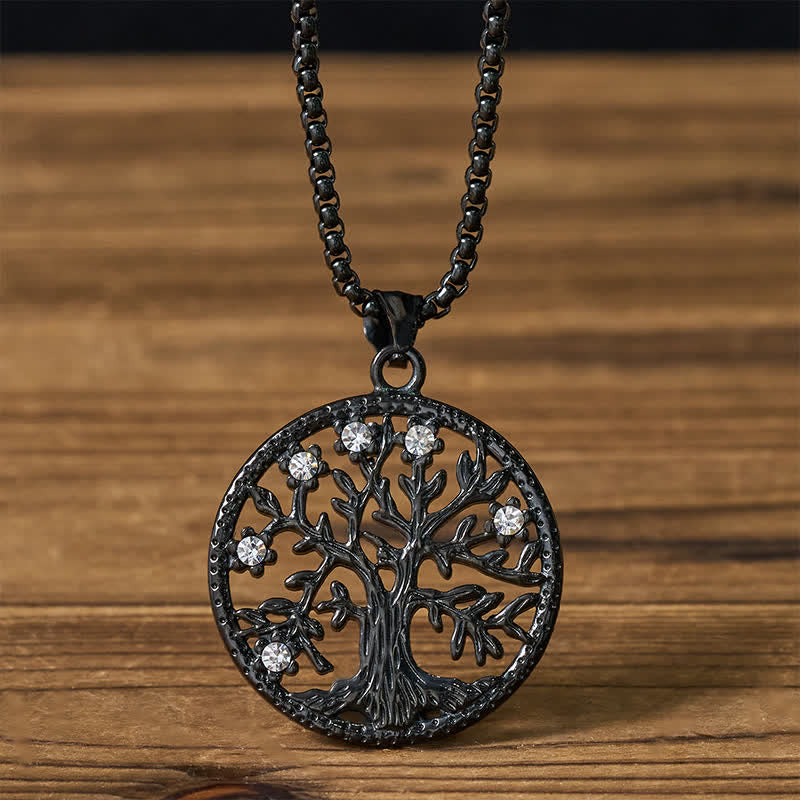Buddha Stones Pendentif Arbre de Vie en acier titane, Collier Création - L'Arbre de Vie Noir - image 14