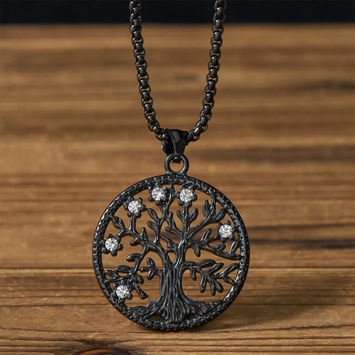 Buddha Stones Pendentif Arbre de Vie en acier titane, Collier Création - L'Arbre de Vie Noir - image 14