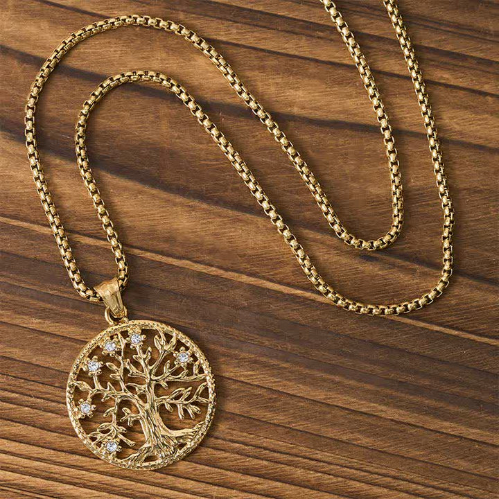 Buddha Stones Pendentif Arbre de Vie en acier titane, Collier Création - image 11