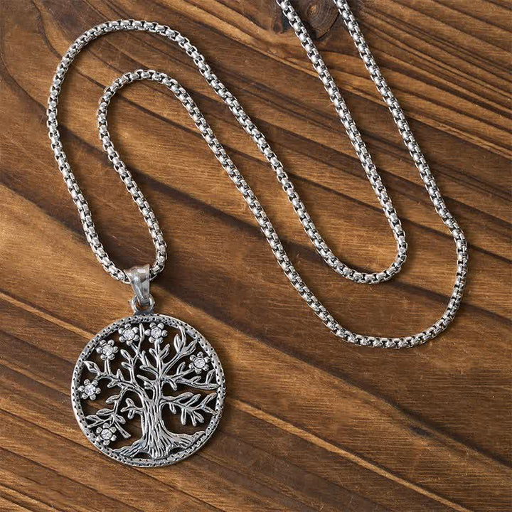 Buddha Stones Pendentif Arbre de Vie en acier titane, Collier Création - image 3