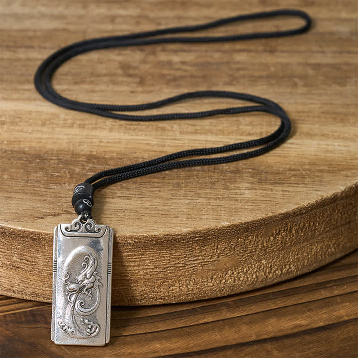 Buddha Stones Pendentif en cuivre plaqué argent avec corde de dragon, symbole de force. Collier avec pendentif en forme de corde de dragon, résistant. - image 2