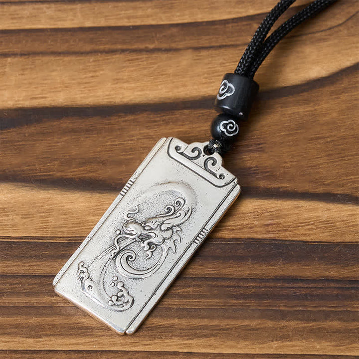 Buddha Stones Pendentif en cuivre plaqué argent avec corde de dragon, symbole de force. Collier avec pendentif en forme de corde de dragon, résistant. - image 3