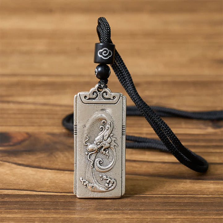 Buddha Stones Pendentif en cuivre plaqué argent avec corde de dragon, symbole de force. Collier avec pendentif en forme de corde de dragon, résistant. - image 4