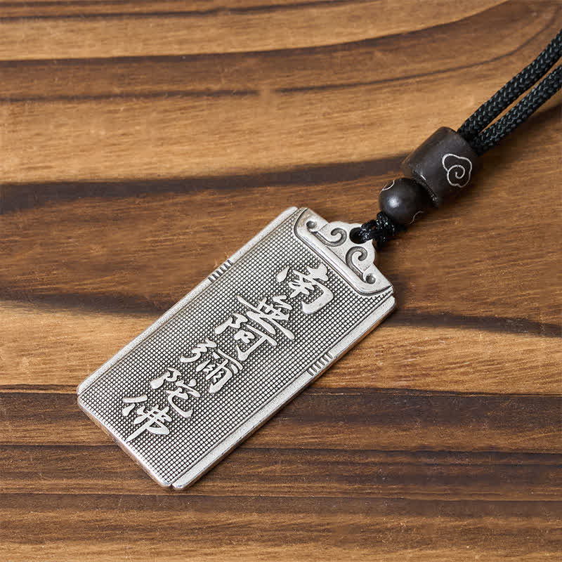 Buddha Stones Pendentif porte-bonheur Namo Amitabha en corde plaquée cuivre et argent - Namo Amitabha - image 0
