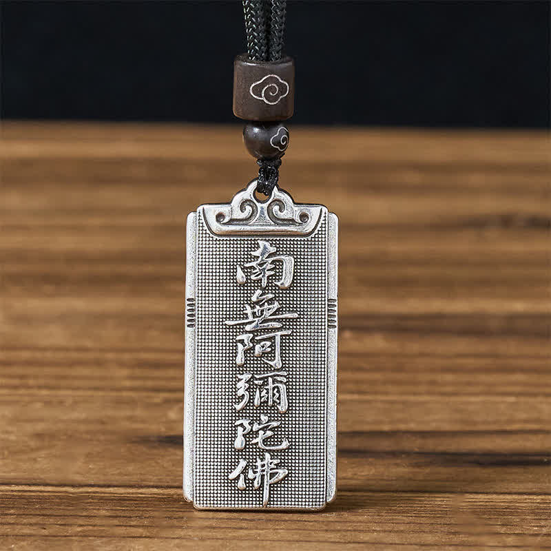 Buddha Stones Pendentif porte-bonheur Namo Amitabha en corde plaquée cuivre et argent - image 4