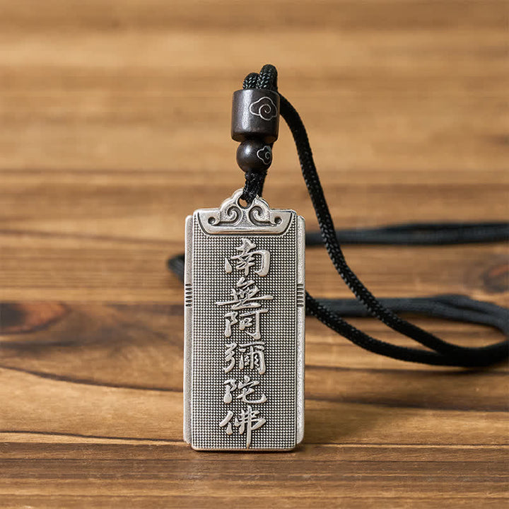 Buddha Stones Pendentif porte-bonheur Namo Amitabha en corde plaquée cuivre et argent - image 3