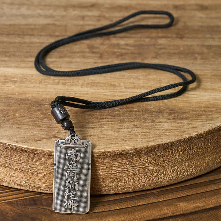 Buddha Stones Pendentif porte-bonheur Namo Amitabha en corde plaquée cuivre et argent - image 2