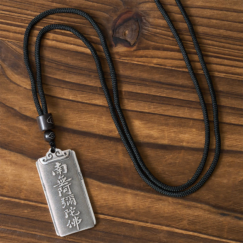 Buddha Stones Pendentif porte-bonheur Namo Amitabha en corde plaquée cuivre et argent - image 1