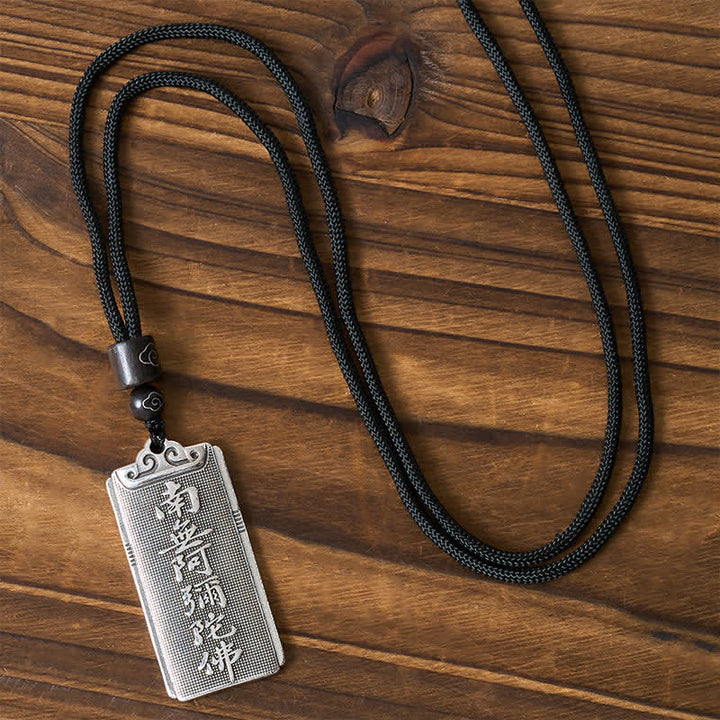 Buddha Stones Pendentif porte-bonheur Namo Amitabha en corde plaquée cuivre et argent - image 1