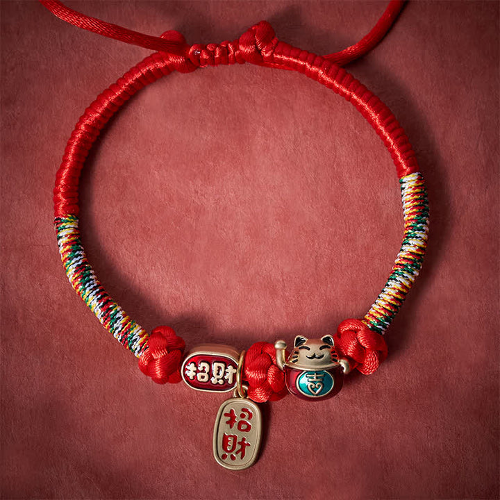 Buddha Stones Collier de protection ajustable pour chat, orné d'un fil rouge tressé et du symbole Fu porte-bonheur. - image 2