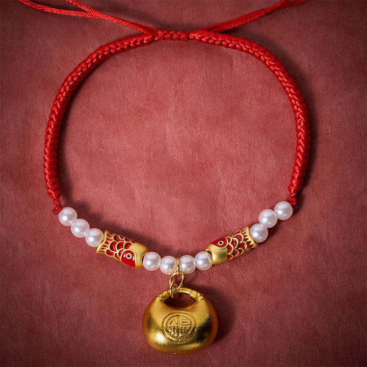 Buddha Stones Collier ajustable pour chats et chiens, orné d'un poisson koi tressé en corde rouge, symbole de fortune. - image 1