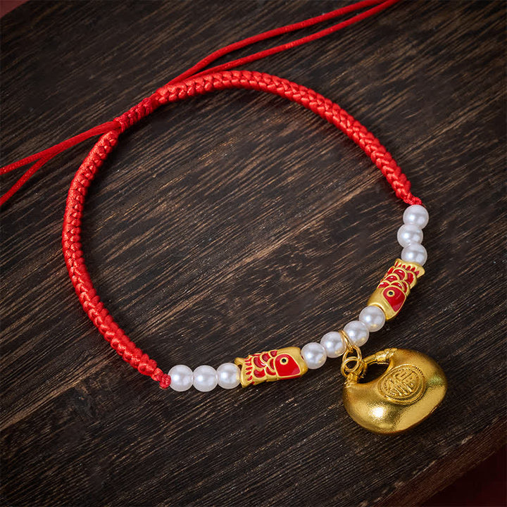 Buddha Stones Collier ajustable pour chats et chiens, orné d'un poisson koi tressé en corde rouge, symbole de fortune. - image 2