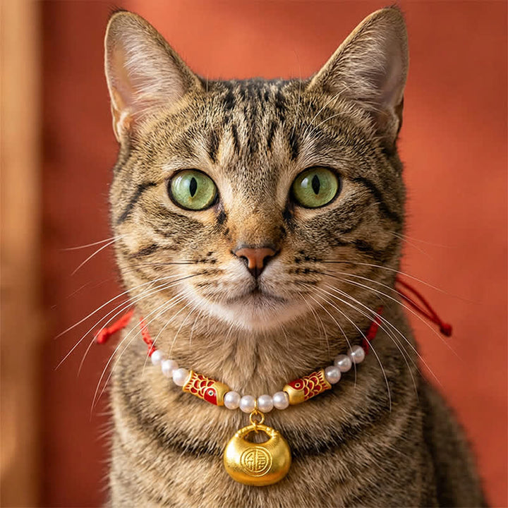 Buddha Stones Collier ajustable pour chats et chiens, orné d'un poisson koi tressé en corde rouge, symbole de fortune. - image 10
