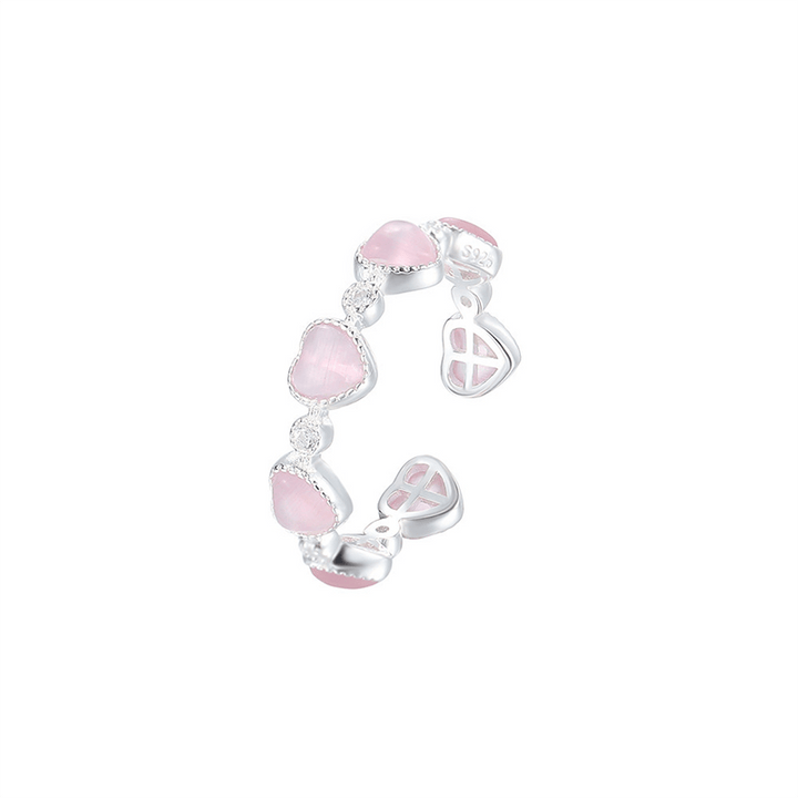 Buddha Stones Bague d'amour ajustable en argent sterling 925, motif cœur œil-de-chat rose - image 11