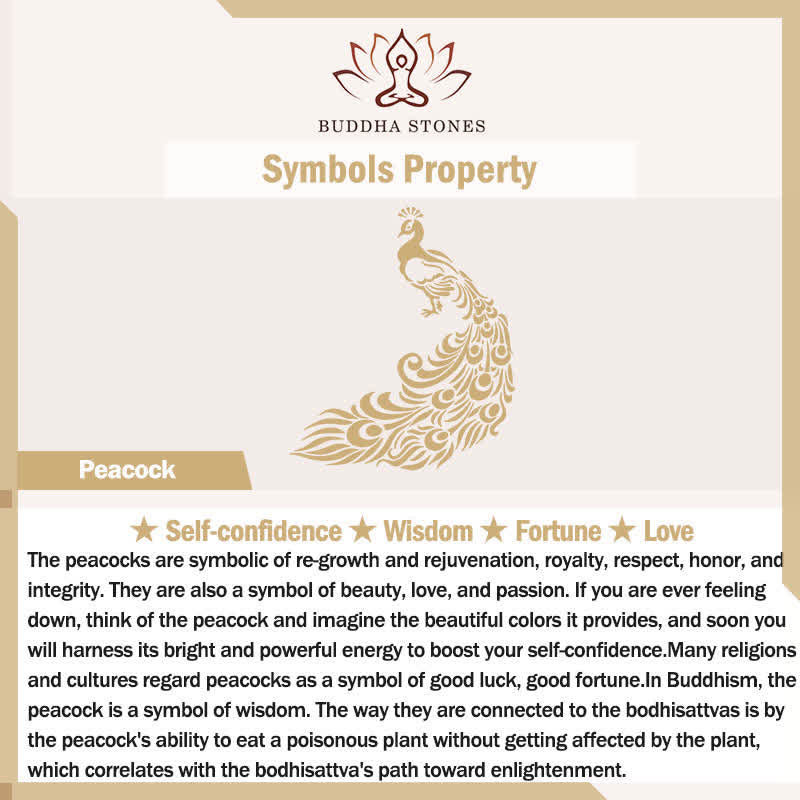 Buddha Stones Collier Paon en laiton plaqué or, symbole de confiance en soi - image 5