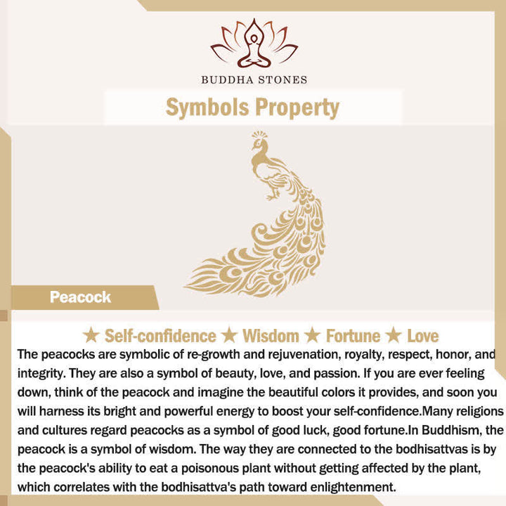 Buddha Stones Collier Paon en laiton plaqué or, symbole de confiance en soi - image 5