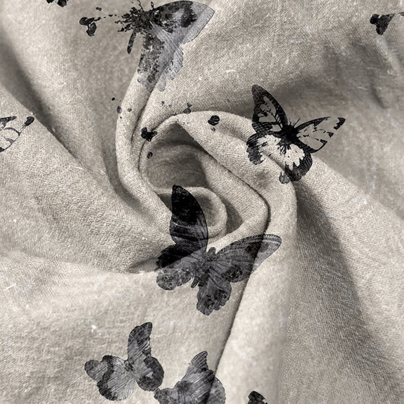 Buddha Stones Chemise homme à manches courtes et demi-boutonnages, motif papillon en coton - image 4