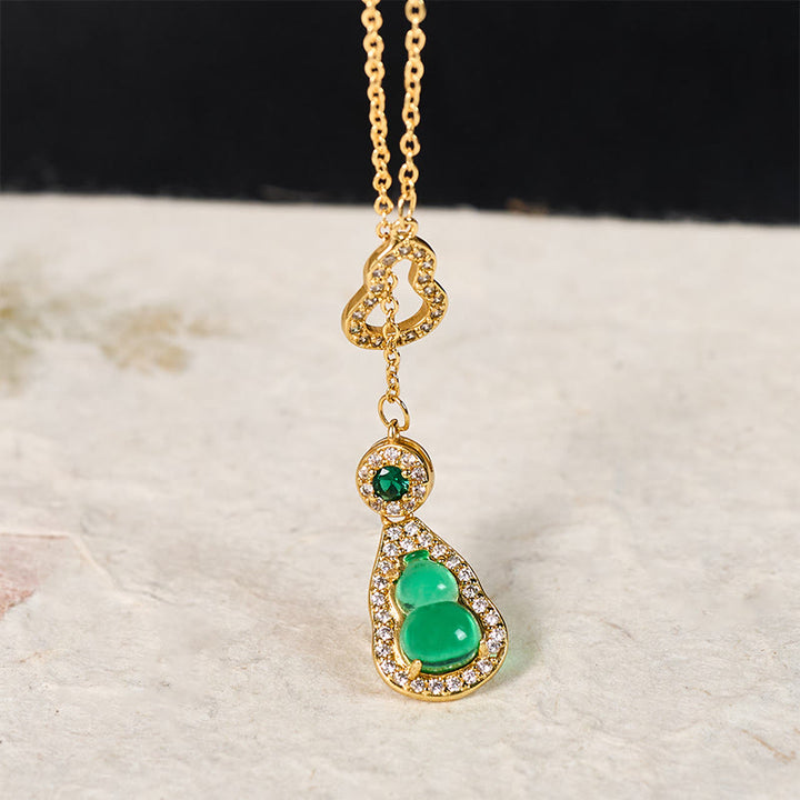 Collier pendentif en cuivre avec pendentif en forme de calebasse creuse colorée en Buddha Stones et équilibre des couleurs. - image 3