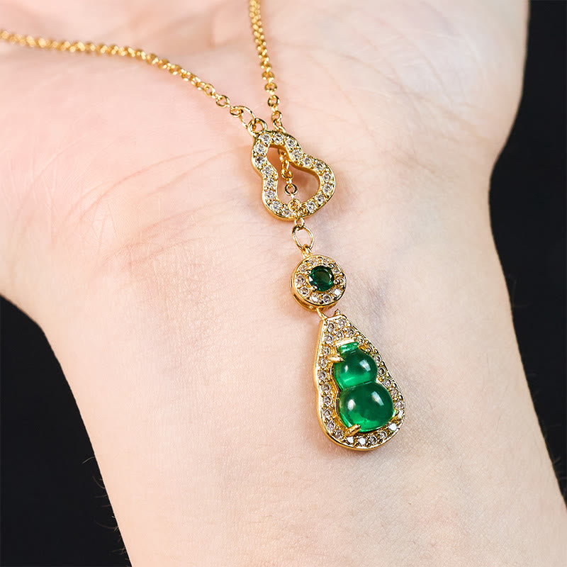 Collier pendentif en cuivre avec pendentif en forme de calebasse creuse colorée en Buddha Stones et équilibre des couleurs. - image 1