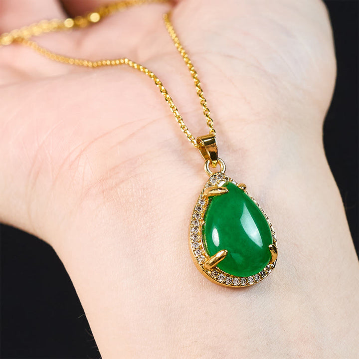 Buddha Stones Collier pendentif en argent sterling 925, style rétro, avec agate verte et cuivre en forme de larme, symbole de chance et de richesse. Chaîne et pendentif en agate verte et cuivre en forme de larme. - image 6