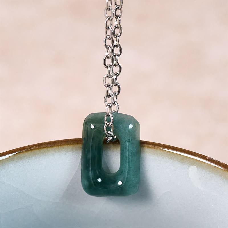 Buddha Stones Pendentif Mini Carré en Jade Vert Abondance - image 9