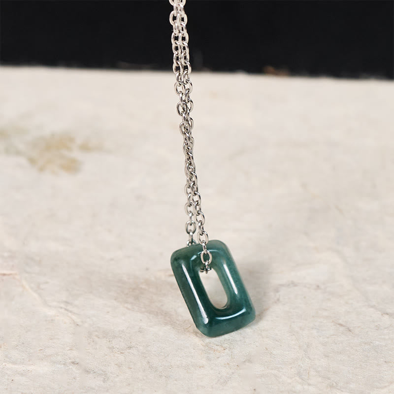 Buddha Stones Pendentif Mini Carré en Jade Vert Abondance - Mini carré en jade naturel (la couleur peut varier) - Argent - image 7