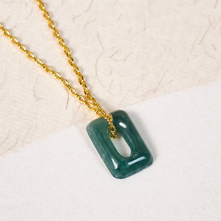 Buddha Stones Pendentif Mini Carré en Jade Vert Abondance - image 3