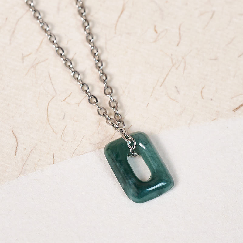 Buddha Stones Pendentif Mini Carré en Jade Vert Abondance - image 8