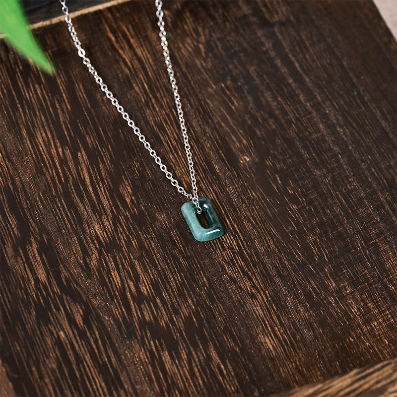 Buddha Stones Pendentif Mini Carré en Jade Vert Abondance - image 10