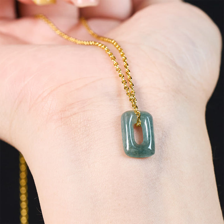 Buddha Stones Pendentif Mini Carré en Jade Vert Abondance - image 5