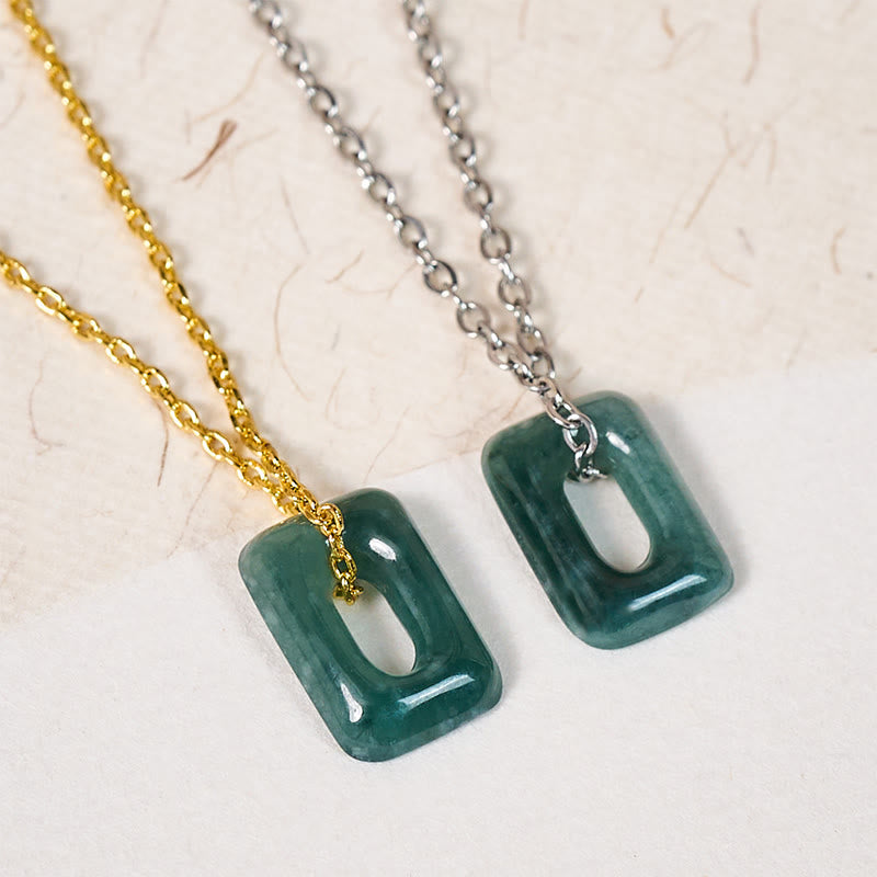 Buddha Stones Pendentif Mini Carré en Jade Vert Abondance - image 13