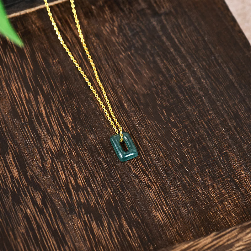 Buddha Stones Pendentif Mini Carré en Jade Vert Abondance - image 4