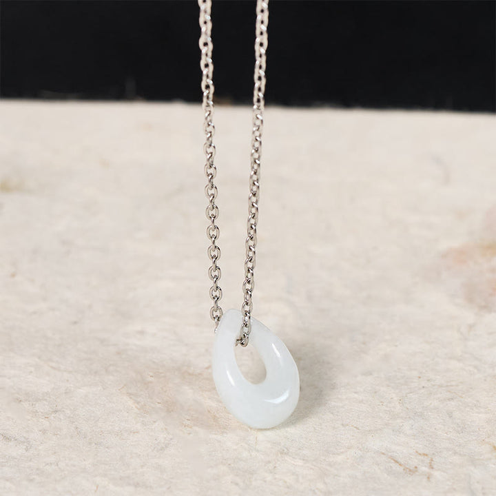 Buddha Stones Pendentif porte-bonheur en jade blanc en forme de goutte d'eau - image 8