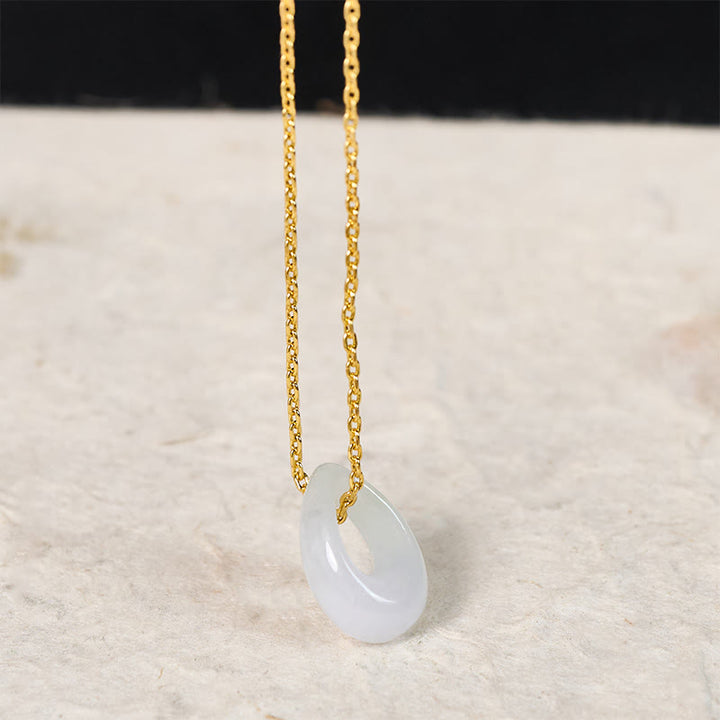 Buddha Stones Pendentif porte-bonheur en jade blanc en forme de goutte d'eau - image 3
