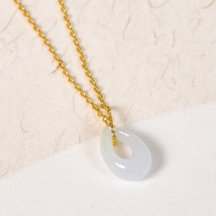 Buddha Stones Pendentif porte-bonheur en jade blanc en forme de goutte d'eau - image 2