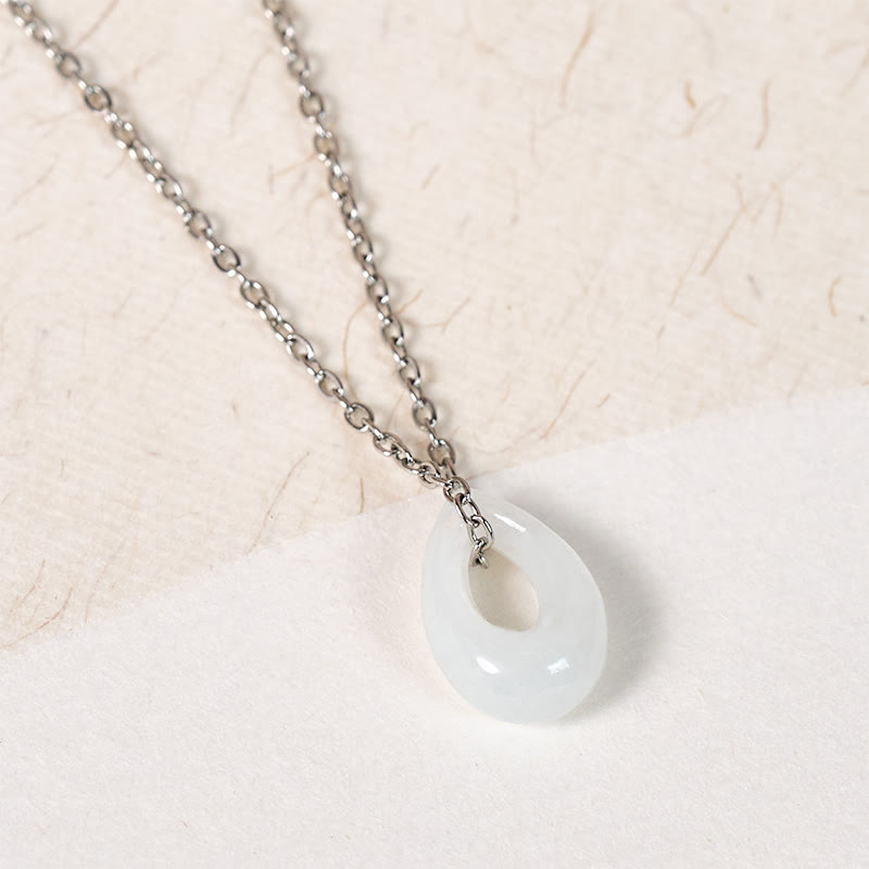 Buddha Stones Pendentif porte-bonheur en jade blanc en forme de goutte d'eau - image 7