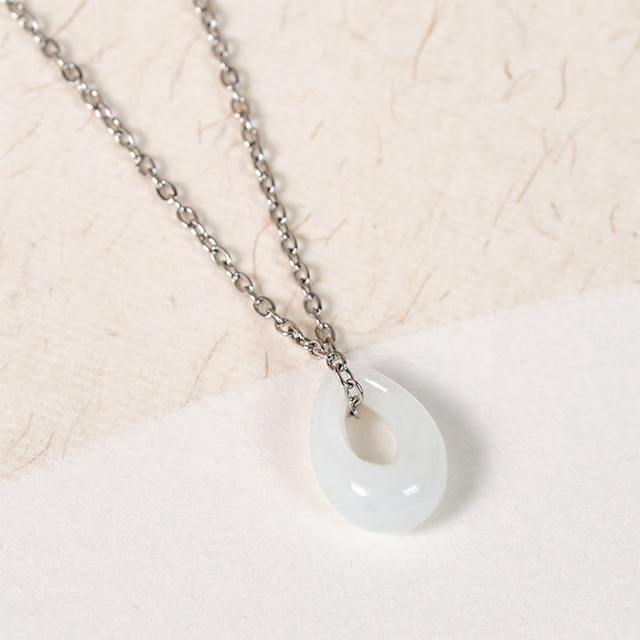 Buddha Stones Pendentif porte-bonheur en jade blanc en forme de goutte d'eau - image 7