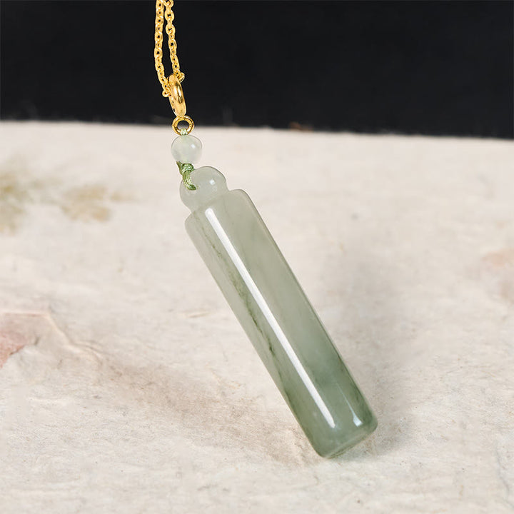 Buddha Stones Pendentif porte-bonheur en jade à motif cylindrique - image 3