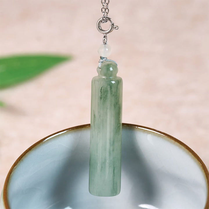 Buddha Stones Pendentif porte-bonheur en jade à motif cylindrique - image 10