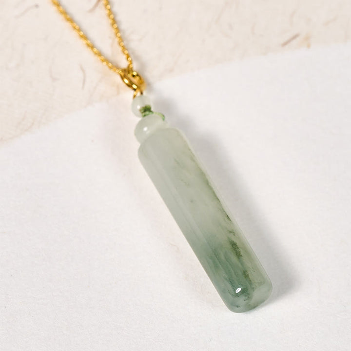 Buddha Stones Pendentif porte-bonheur en jade à motif cylindrique - Jade doré naturel (la couleur et la taille peuvent varier) - image 1