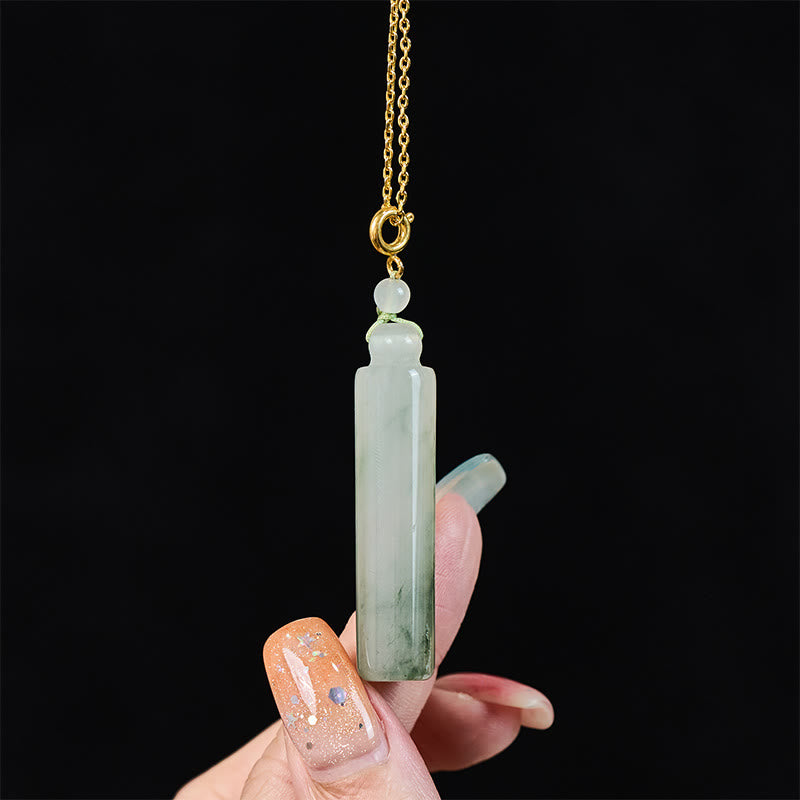 Buddha Stones Pendentif porte-bonheur en jade à motif cylindrique - image 6