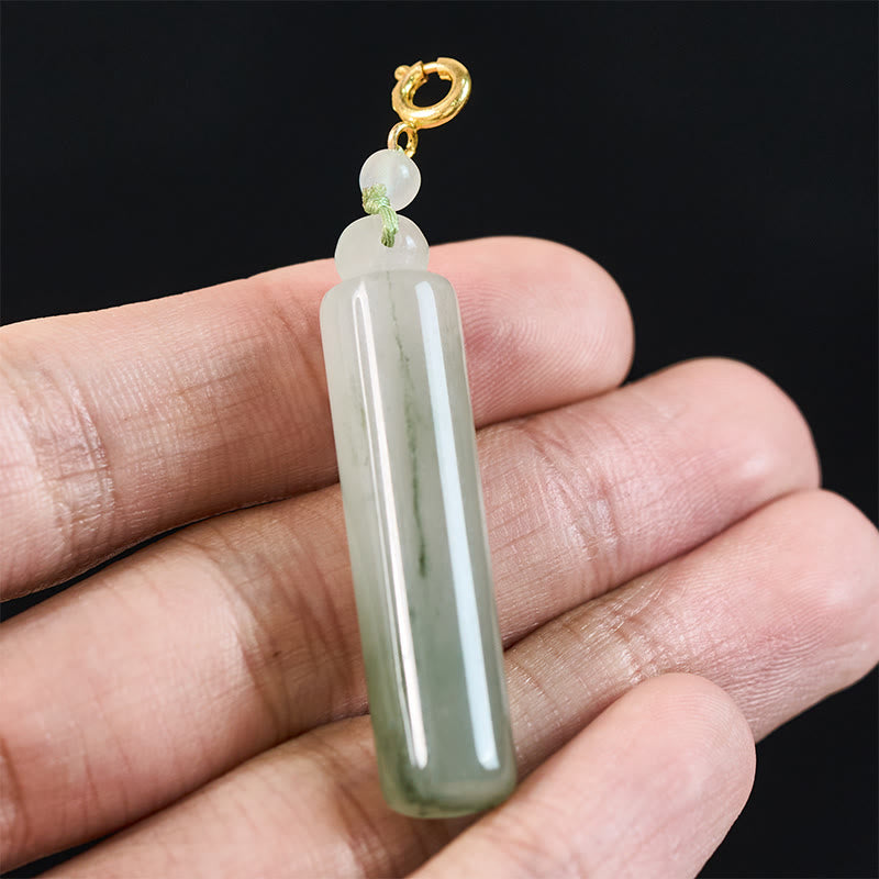 Buddha Stones Pendentif porte-bonheur en jade à motif cylindrique - image 8