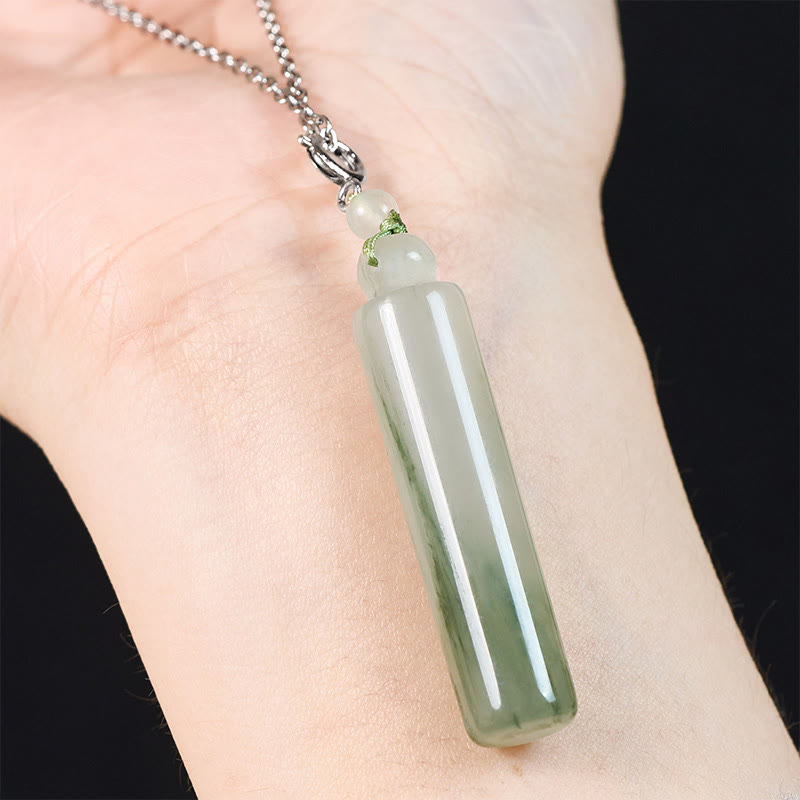 Buddha Stones Pendentif porte-bonheur en jade à motif cylindrique - image 11