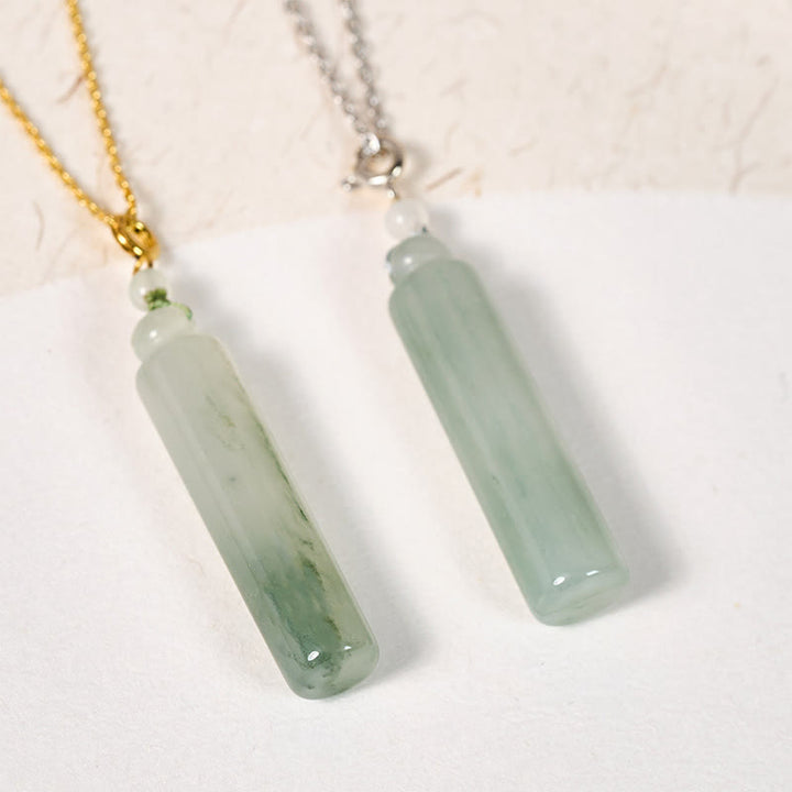 Buddha Stones Pendentif porte-bonheur en jade à motif cylindrique - image 0
